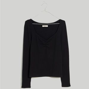 Madewell Ribbed Sweetheart Top Black NWT